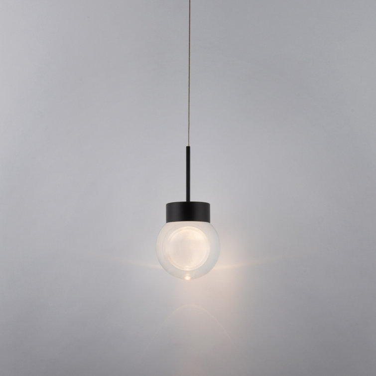 Mini Globe Black LED Pendant with K-9 Crystal