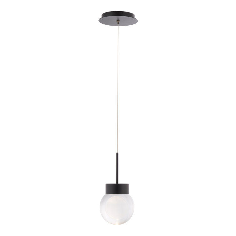 Mini Globe Black LED Pendant with K-9 Crystal