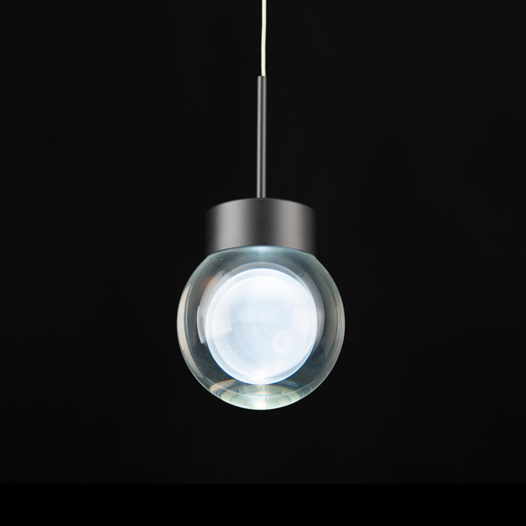 Mini Globe Black LED Pendant with K-9 Crystal