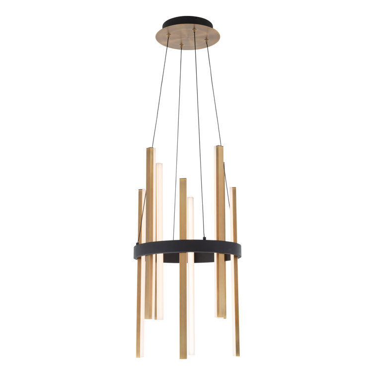 Harmonix Aged Brass & Black LED Drum Pendant, Indoor/Outdoor