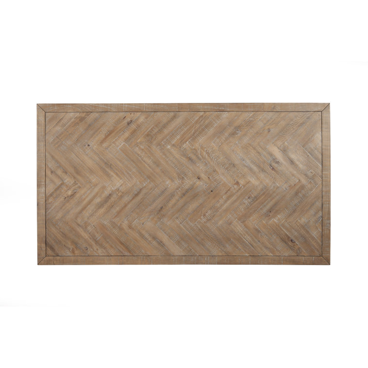 Reclaimed Pine Chevron 74" Rustic Dining Table in Weathered Natural