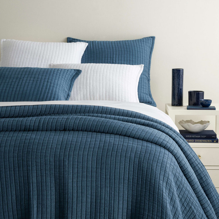 Aegean Blue Twin Cotton Matelassé Coverlet