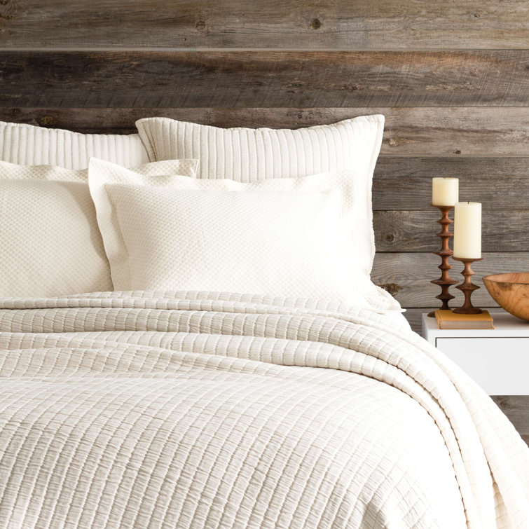 Ivory Ribbed Weave Twin Coverlet