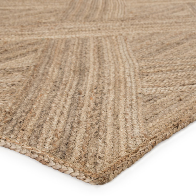 Handmade Beige Geometric Jute Area Rug, 2' x 3'