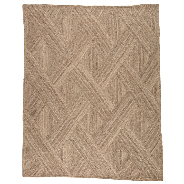 Handmade Beige Geometric Jute Area Rug, 2' x 3'