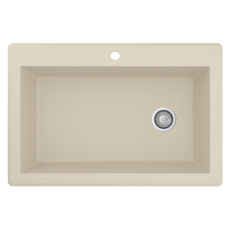 Bisque Quartz Composite Single Bowl Kitchen Sink, 33" x 22"