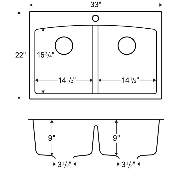 Brown Quartz Double Bowl Kitchen Sink with Curved Rear Walls