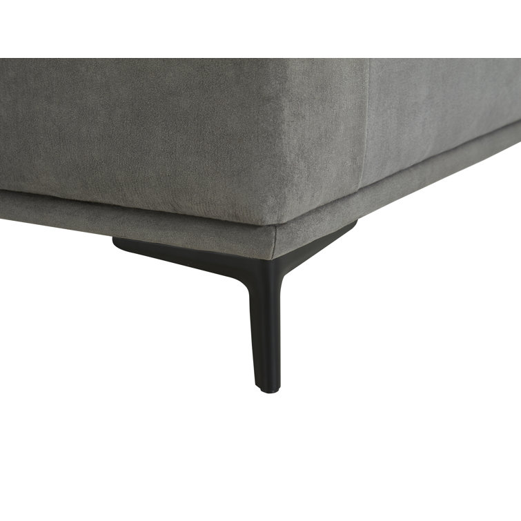 Lucca 67'' Gray Faux Suede Sectional Sofa with Metal Legs