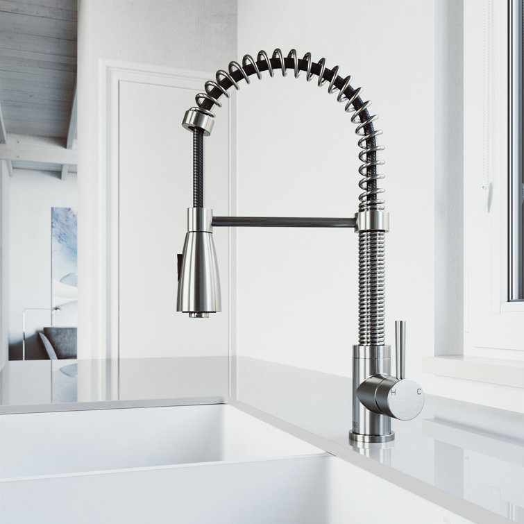 Stainless Steel Pull-Down Sprayer Kitchen Faucet with Brass Handle