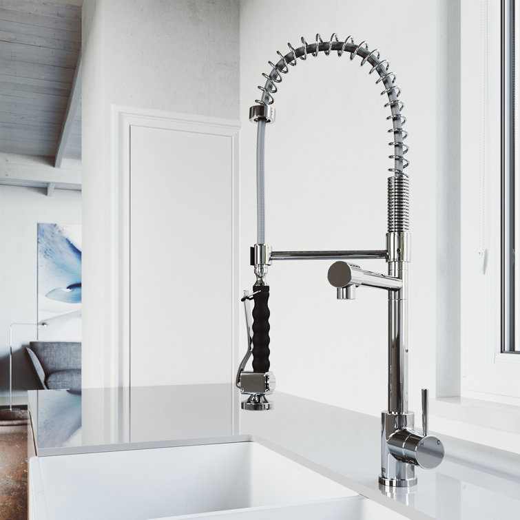 Zurich 27" Chrome Brass Pull-Down Kitchen Faucet