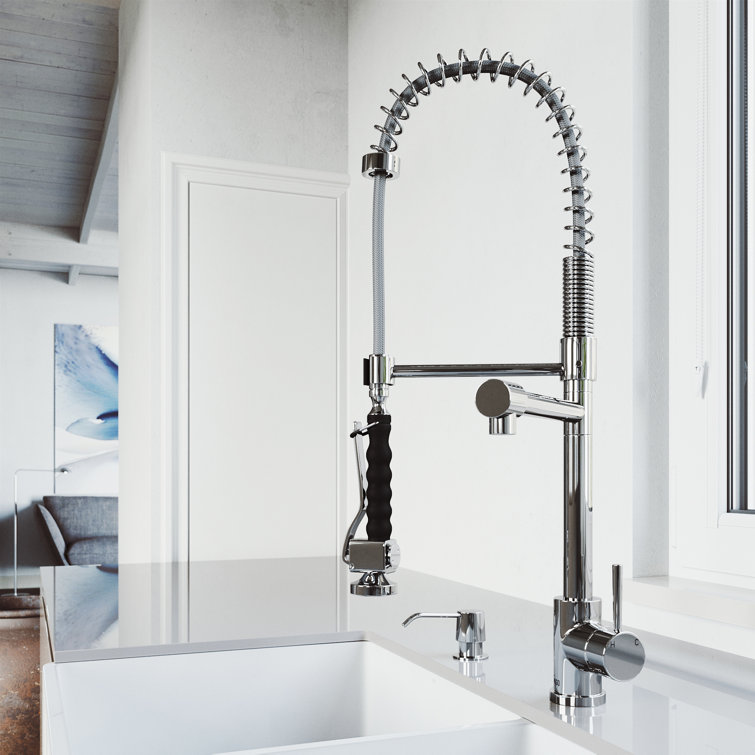 Zurich 27" Chrome Brass Pull-Down Kitchen Faucet