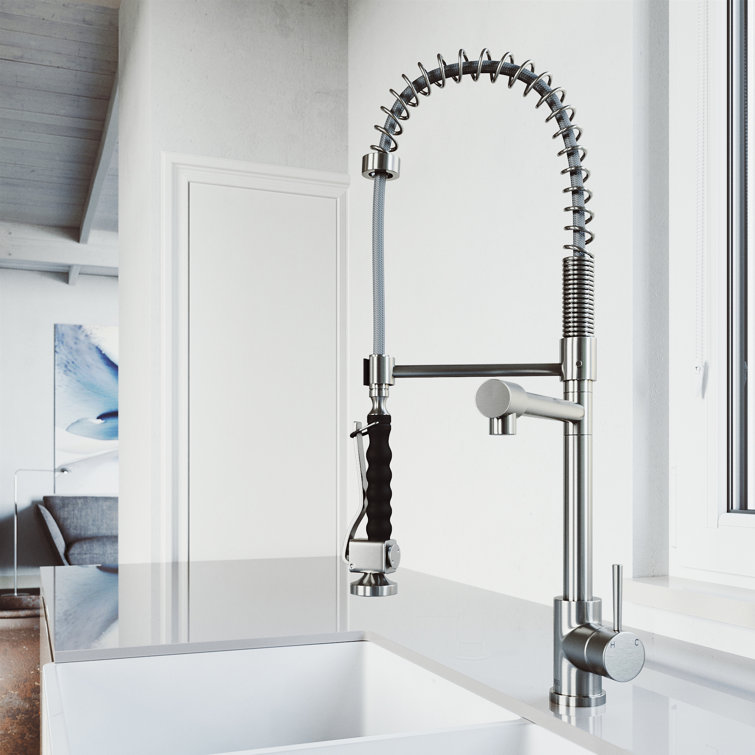 Zurich 27" Chrome Brass Pull-Down Kitchen Faucet