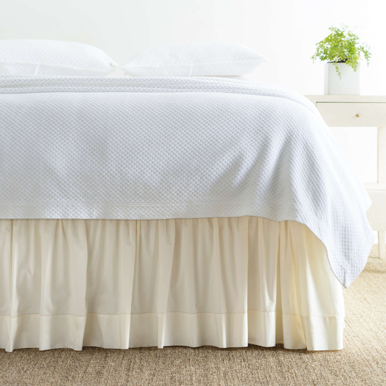 Ivory Cotton King Bed Skirt with Split Corners