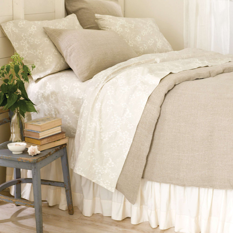Ivory Cotton California King Bed Skirt with Split Corners