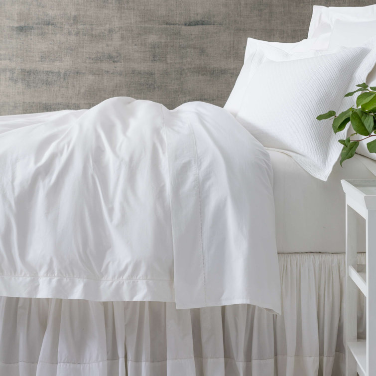 Classic White Cotton Twin Bed Skirt with Split Corners