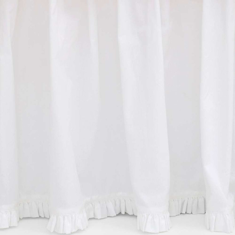 Classic White Cotton Ruffle Bed Skirt with Split Corner