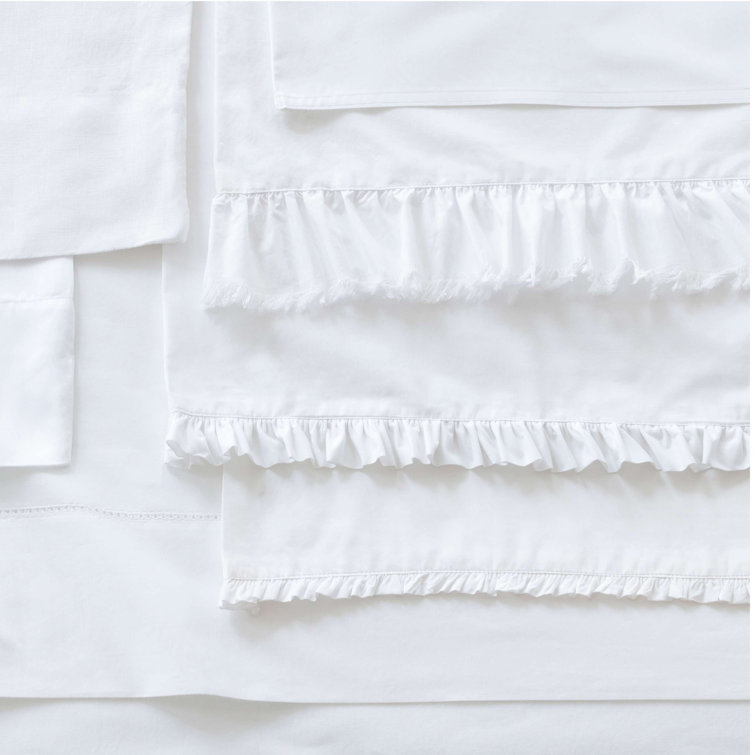 Classic Ruffle White Cotton Standard Pillowcases (Pair)