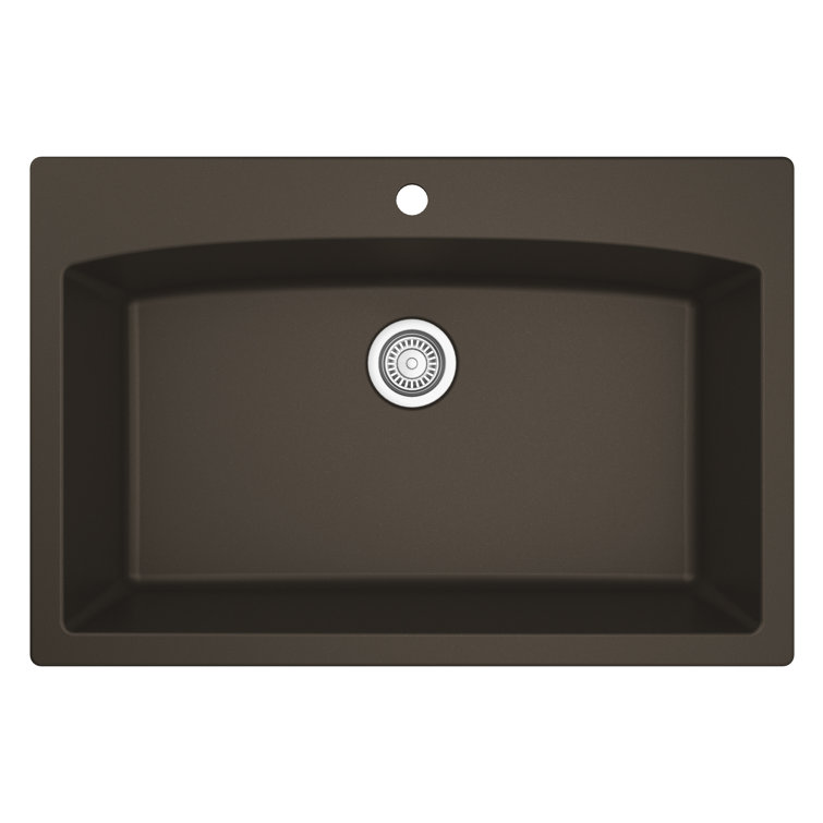 Brown Quartz Composite 33'' Single Bowl Kitchen Sink