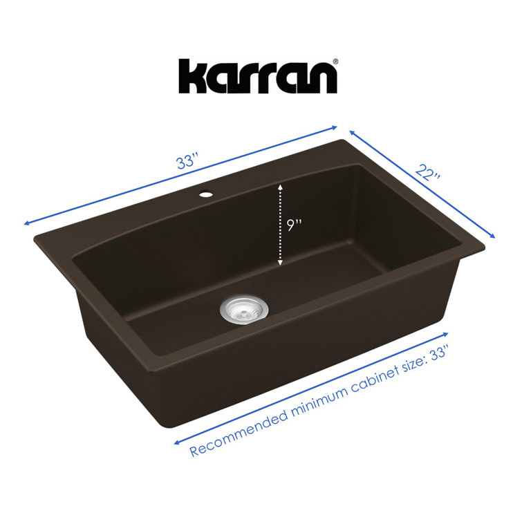 Brown Quartz Composite 33'' Single Bowl Kitchen Sink