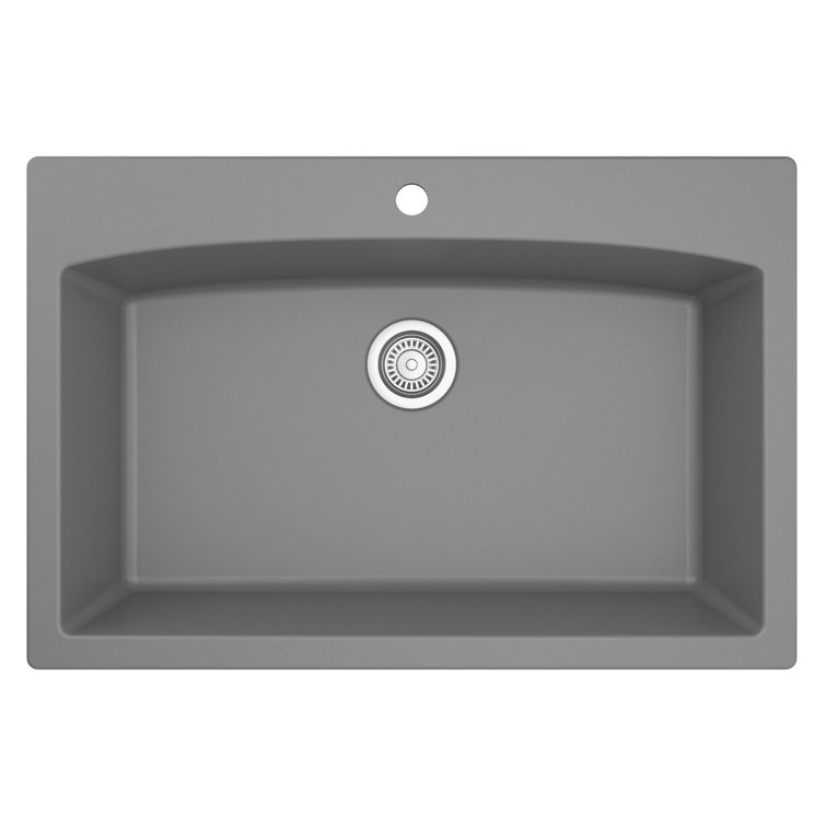 Gray Quartz Composite Single Bowl Kitchen Sink