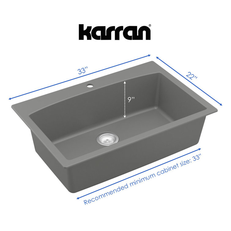 Gray Quartz Composite Single Bowl Kitchen Sink