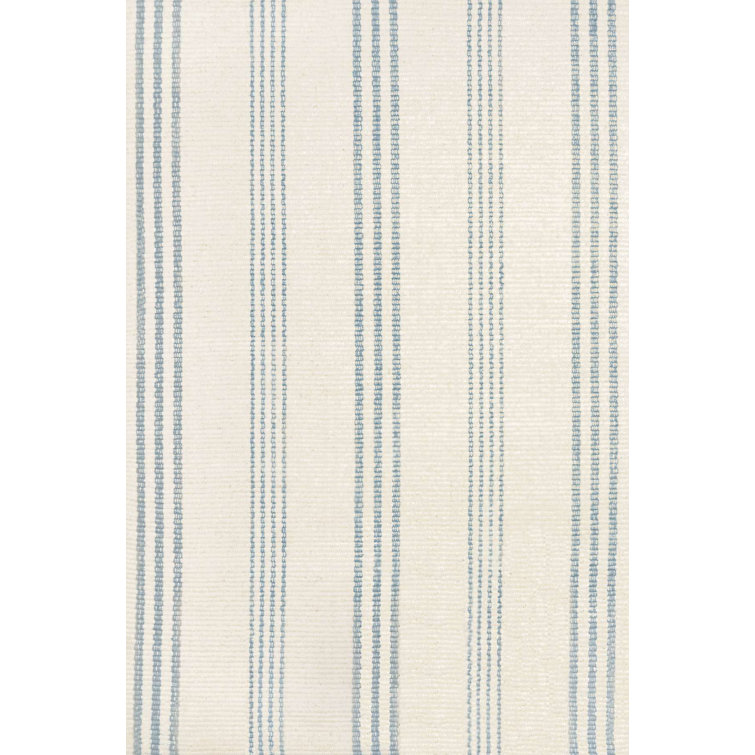 Blue and White Stripe Handwoven Cotton Rug 4' x 6'