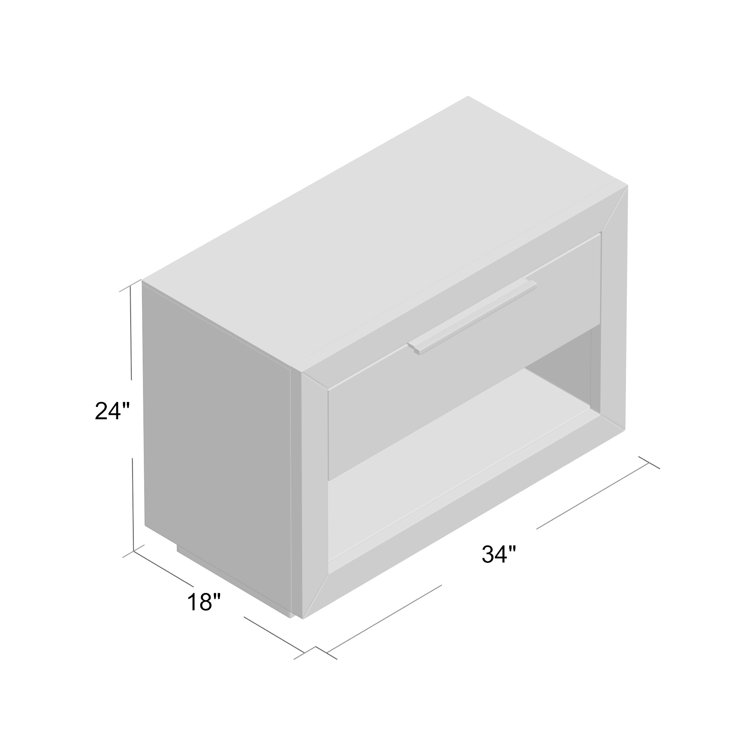 Quartz Gray Oak 1-Drawer Nightstand with Open Shelf