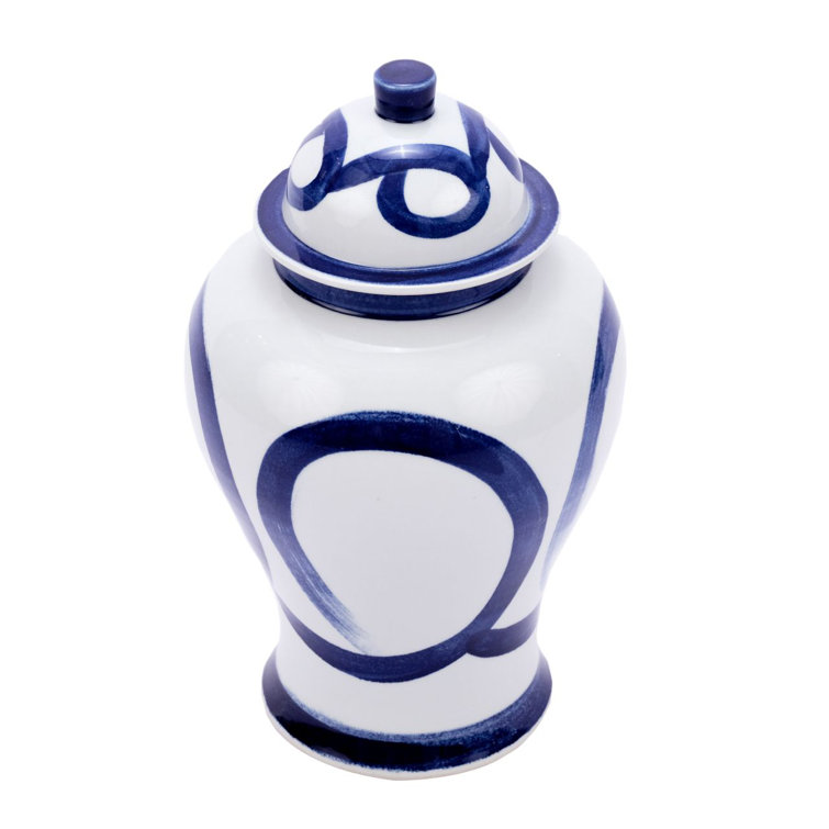 Handmade Blue and White Porcelain Ginger Jar Urn
