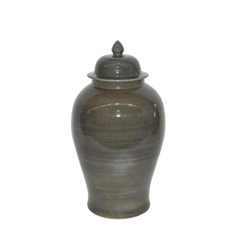 Large Gray Handmade Porcelain Temple Jar