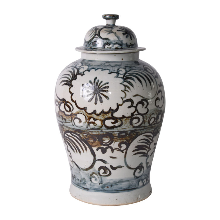 Hand-Painted Blue and White Porcelain Ginger Jar