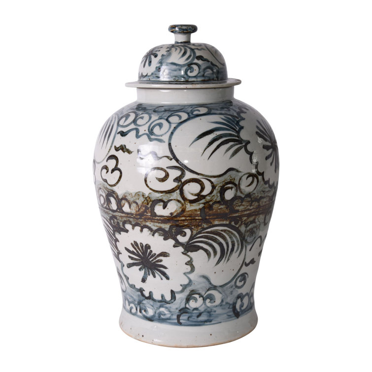 Hand-Painted Blue and White Porcelain Ginger Jar