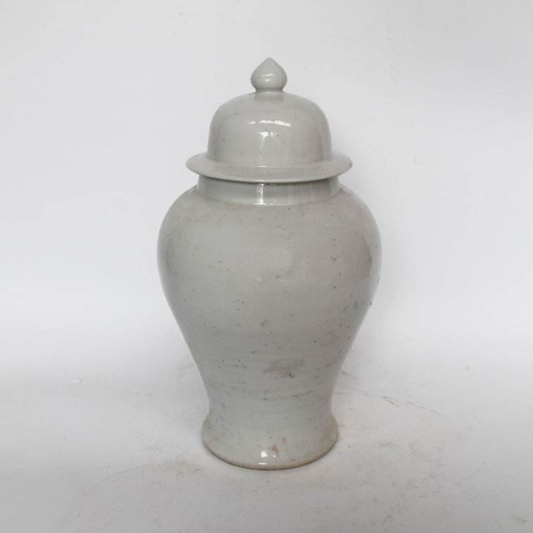 Handcrafted White Ceramic Novelty Vase, 16.5"