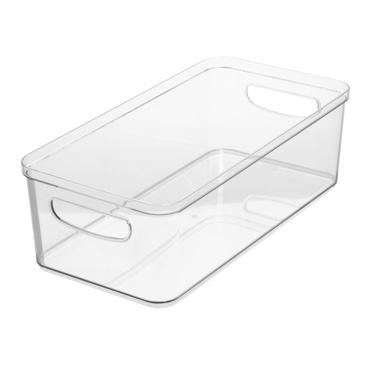 Clear Compact Modular Kitchen Organizer Bin with Integrated Handles