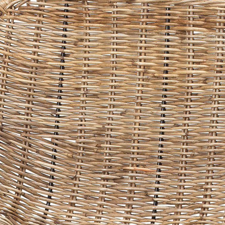 Natural Rattan and Black Steel Counter Stool