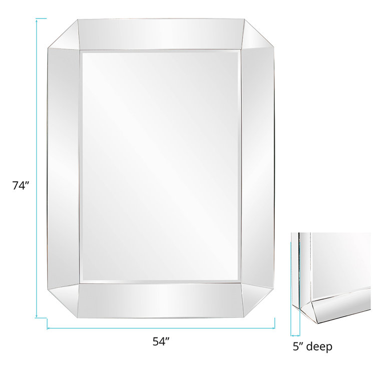 Bright Silver Rectangular Wood Frame Wall Mirror