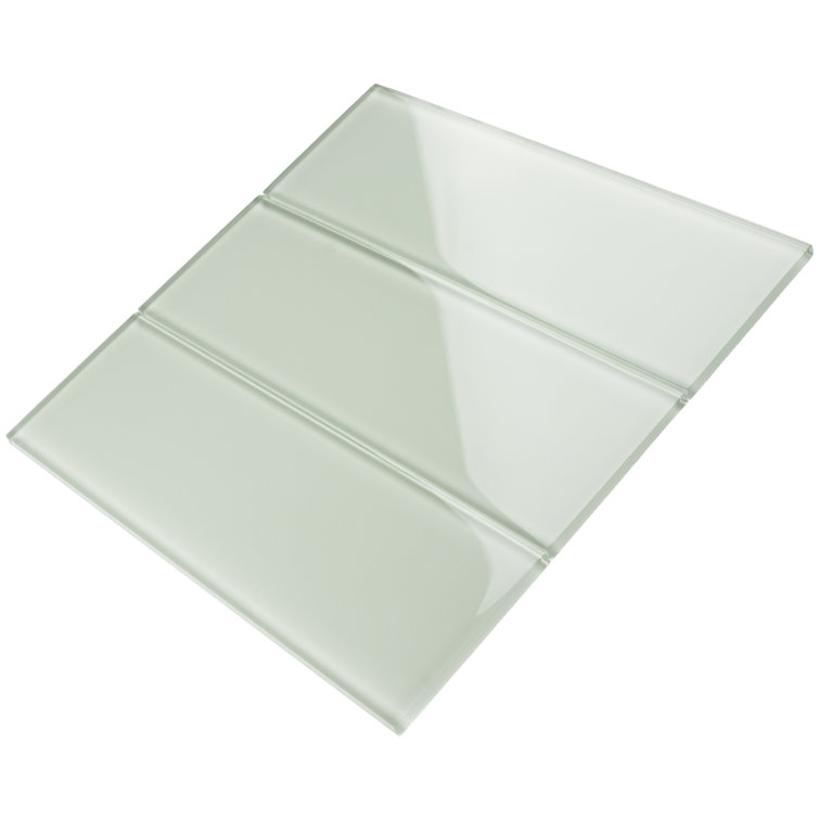 Gray 4'' x 12'' Glass Mosaic Subway Tile
