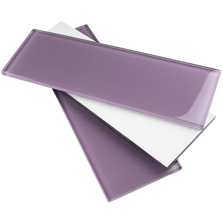 Purple 4'' x 12'' Glass Mosaic Subway Tile for Bathroom and Kitchen