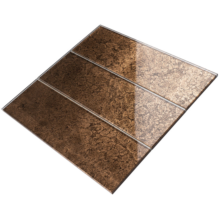 Brown 4'' x 12'' Glass Mosaic Subway Tile