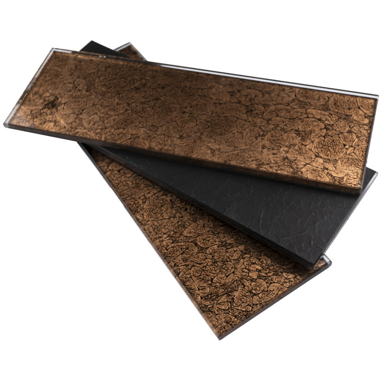 Brown 4'' x 12'' Glass Mosaic Subway Tile