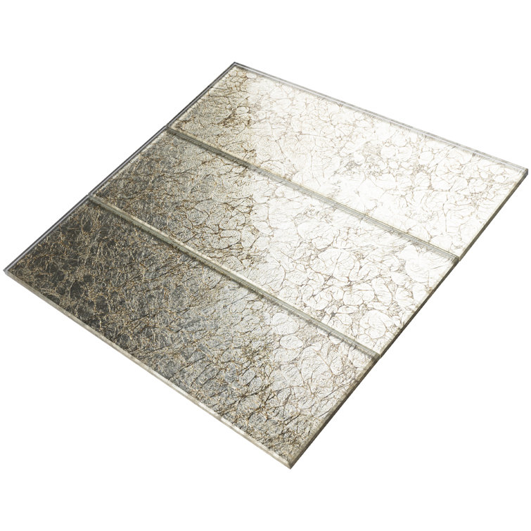 Gold 4'' x 12'' Glass Mosaic Subway Tile