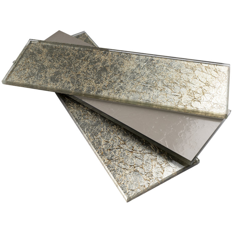 Gold 4'' x 12'' Glass Mosaic Subway Tile