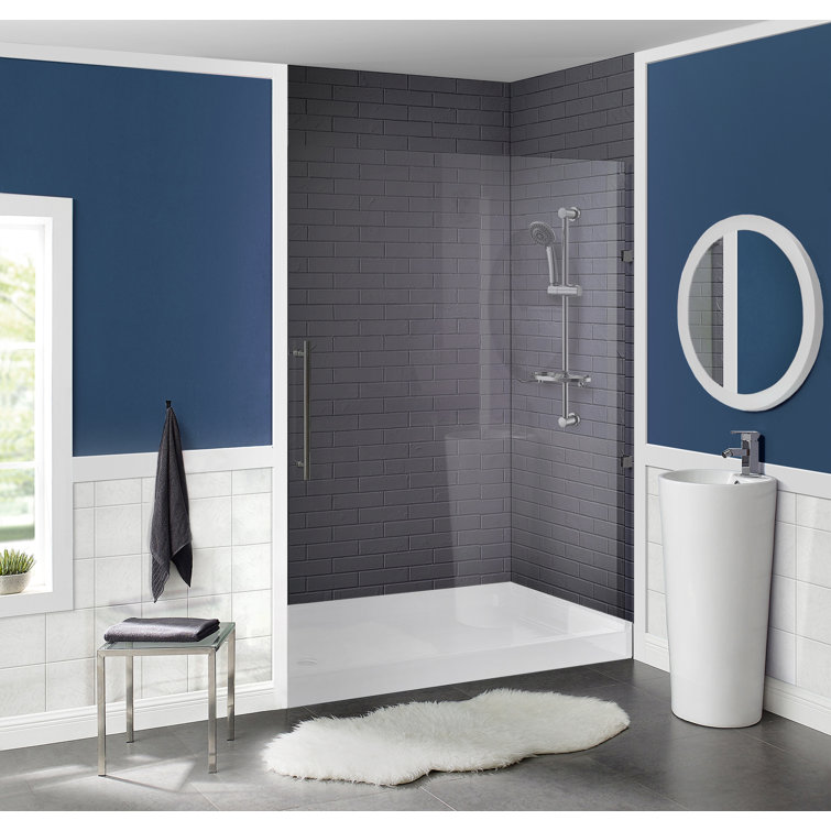 Voltaire 60" x 36" White Acrylic Single-Threshold Shower Base
