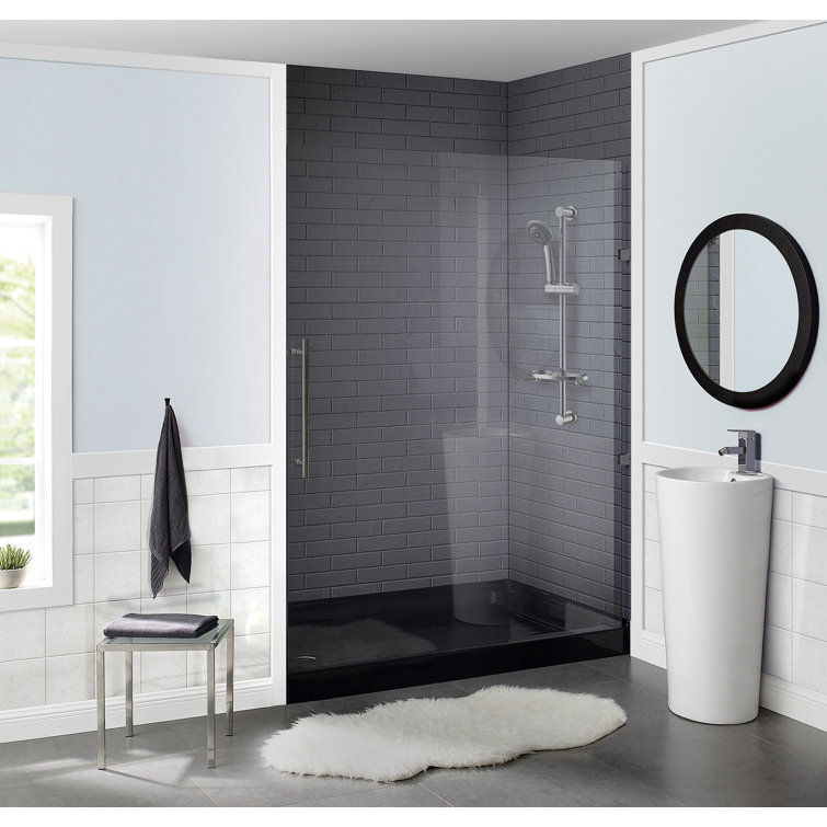 Voltaire 60" x 36" White Acrylic Single-Threshold Shower Base