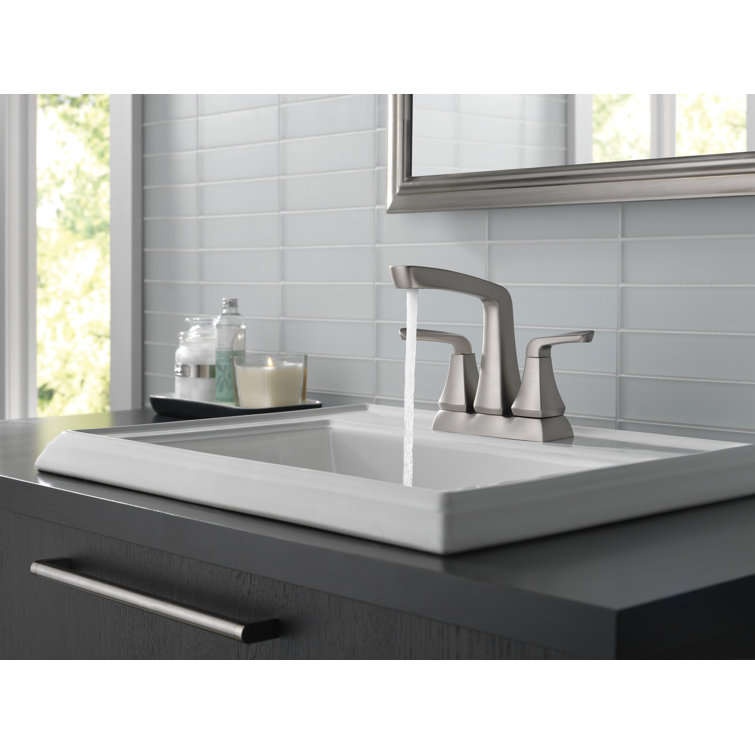 SpotShield Brushed Nickel Centerset Bathroom Faucet with Drain Assembly