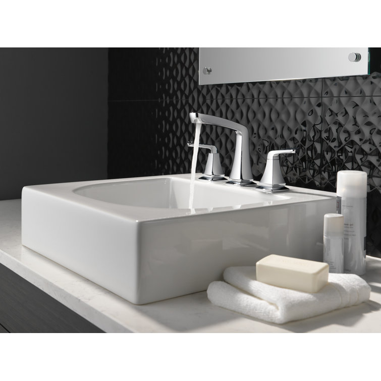 Delta Vesna Sleek Chrome Widespread Bathroom Faucet with Drain Catch