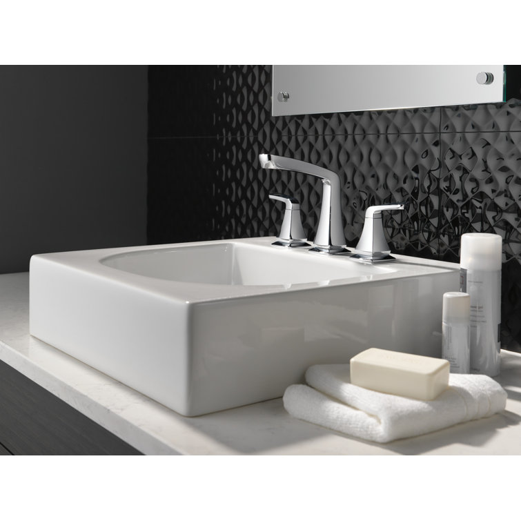 Delta Vesna Sleek Chrome Widespread Bathroom Faucet with Drain Catch