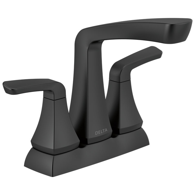 Matte Black Zinc Centerset Bathroom Faucet with Drain Assembly