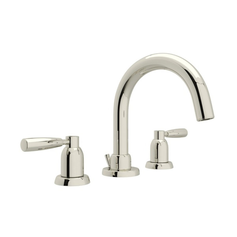 Polished Nickel Brass Widespread Bathroom Faucet with Drain Assembly