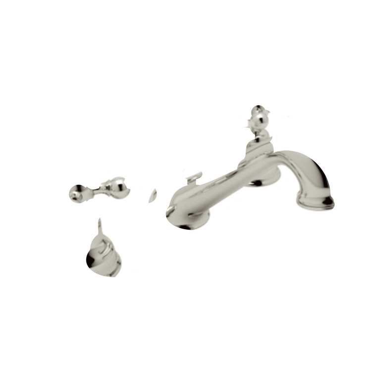 Elegant Polished Nickel 3-Hole Widespread Bathroom Faucet with Porcelain Handles