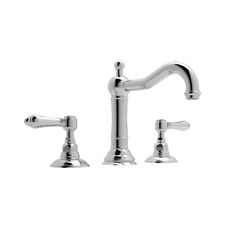 Polished Nickel Widespread Brass Bathroom Faucet with Porcelain Handles